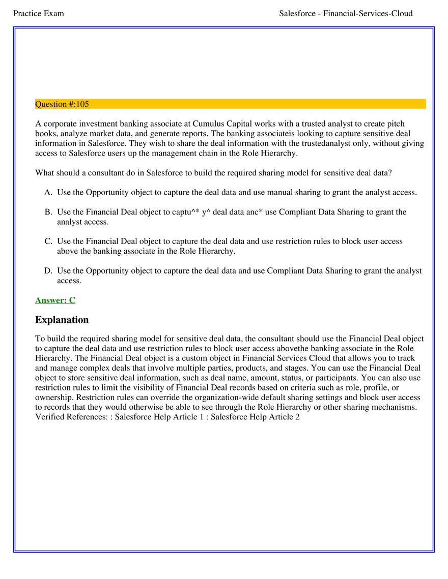Salesforce Financial Services Cloud Exam Answers 7 - Page 1
