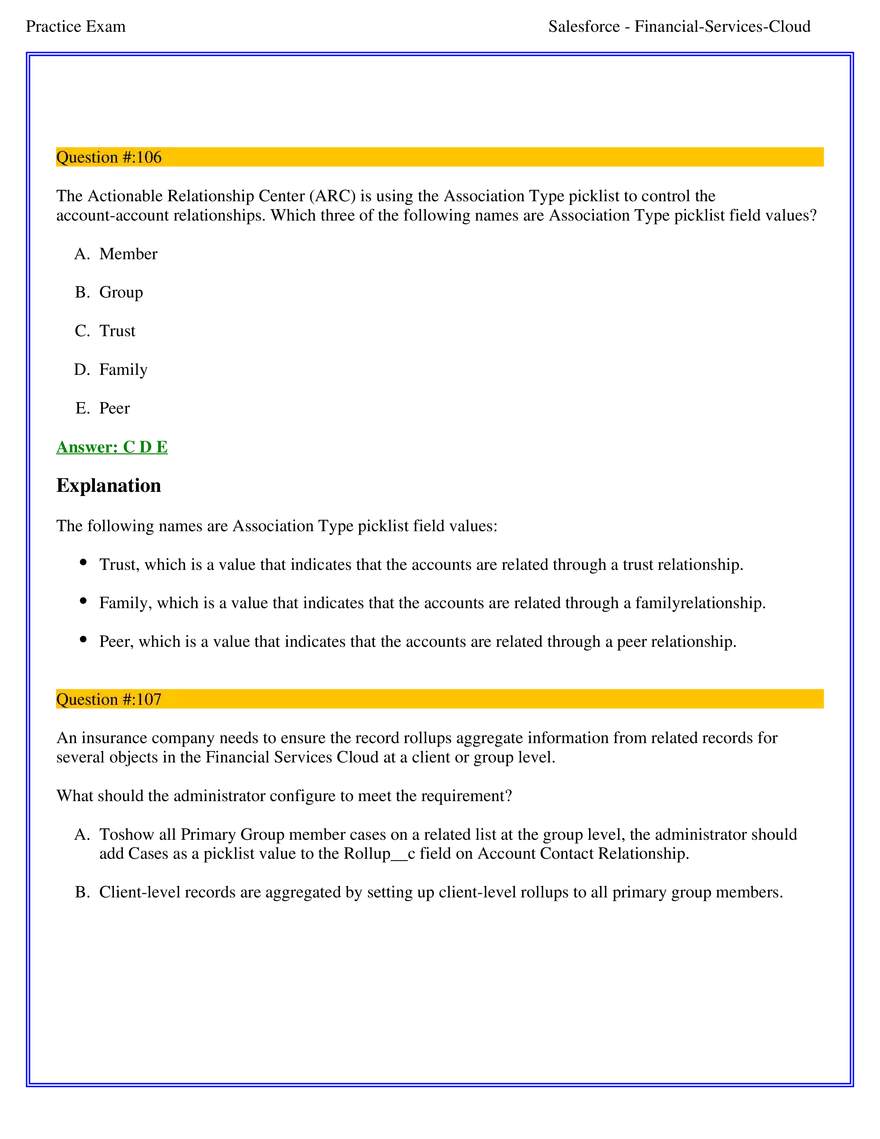 Salesforce Financial Services Cloud Exam Answers 7 - Page 2