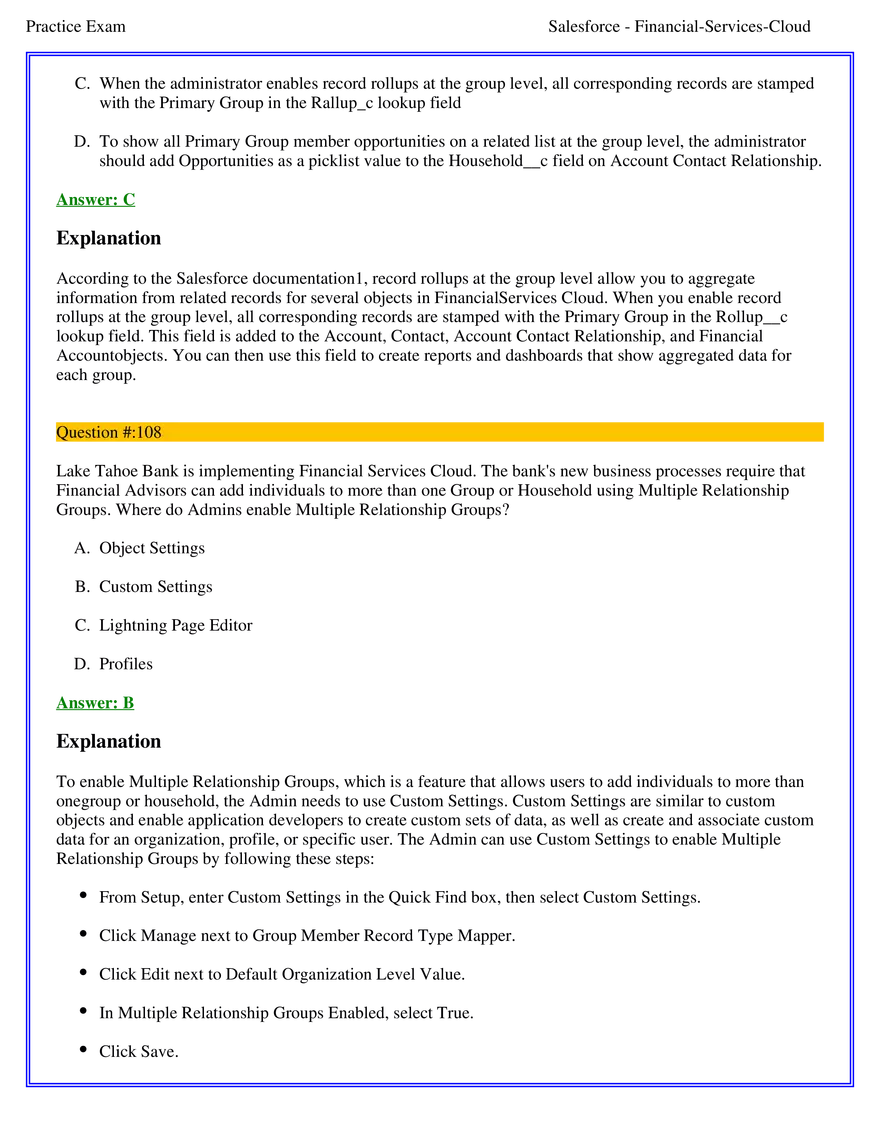 Salesforce Financial Services Cloud Exam Answers 7 - Page 3