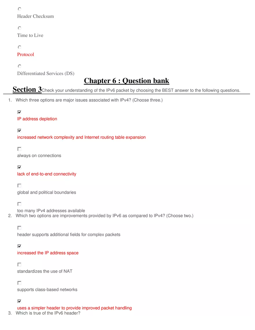 Network Layer Characteristics Question Bank - Page 3