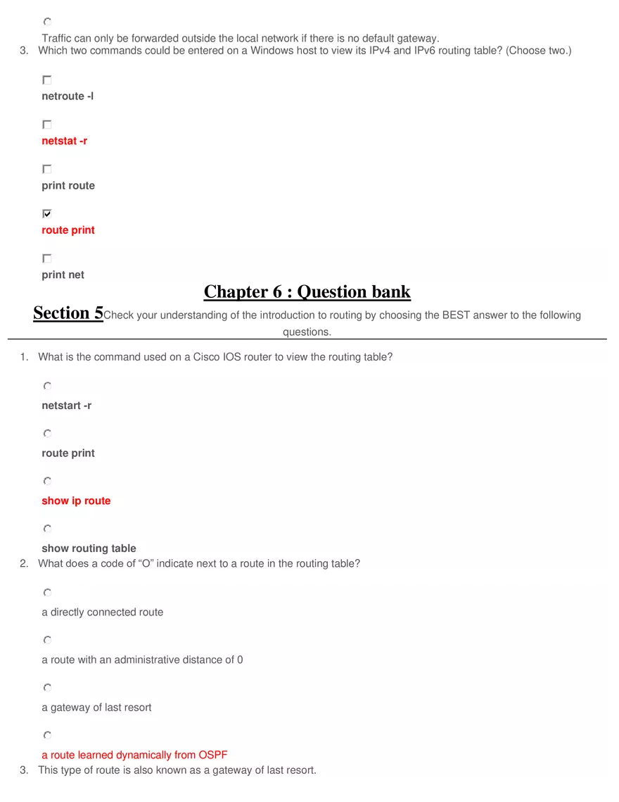 Network Layer Characteristics Question Bank - Page 5