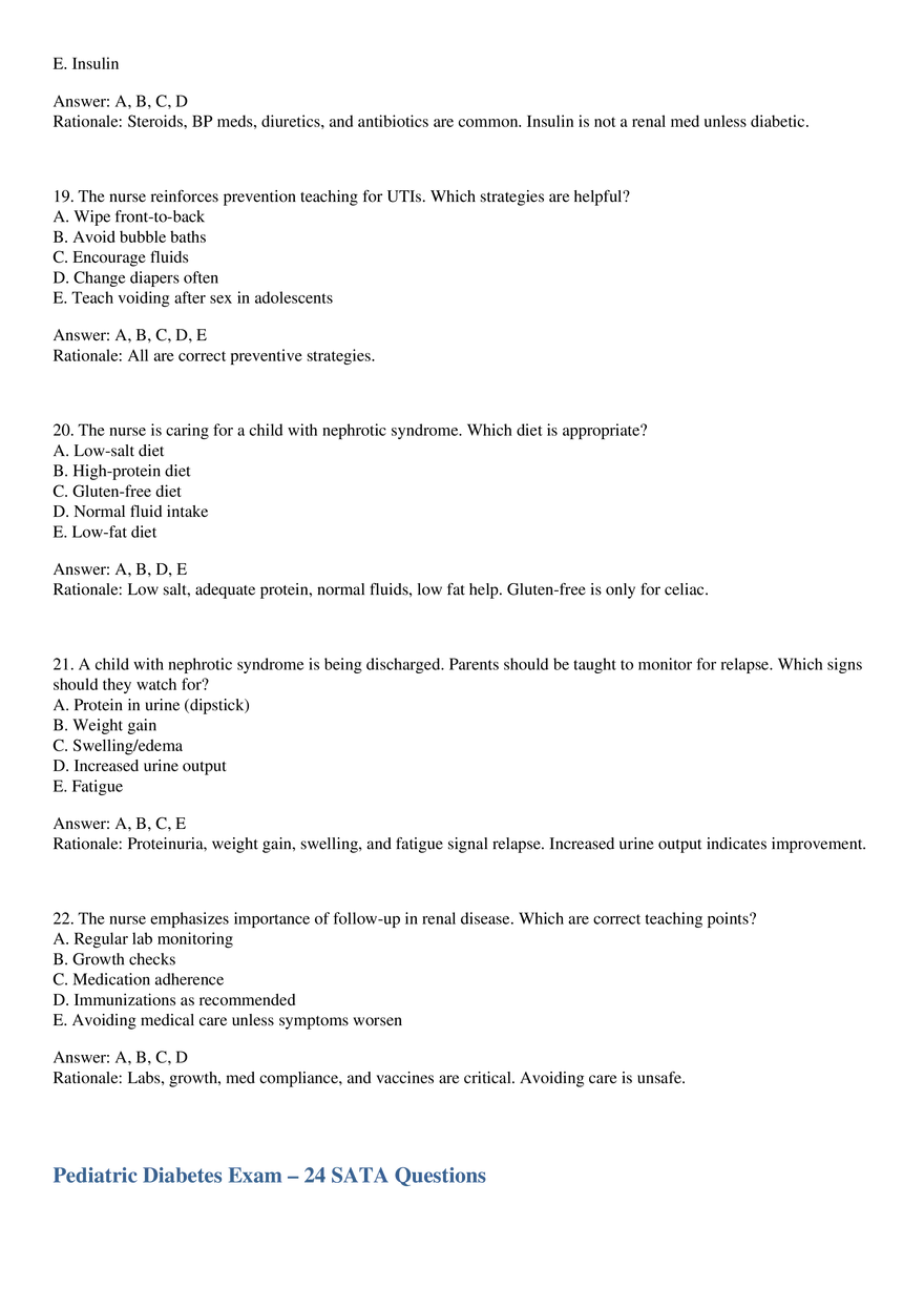 Pediatric Systems Master Mock Exam – SATA Questions - Page 6