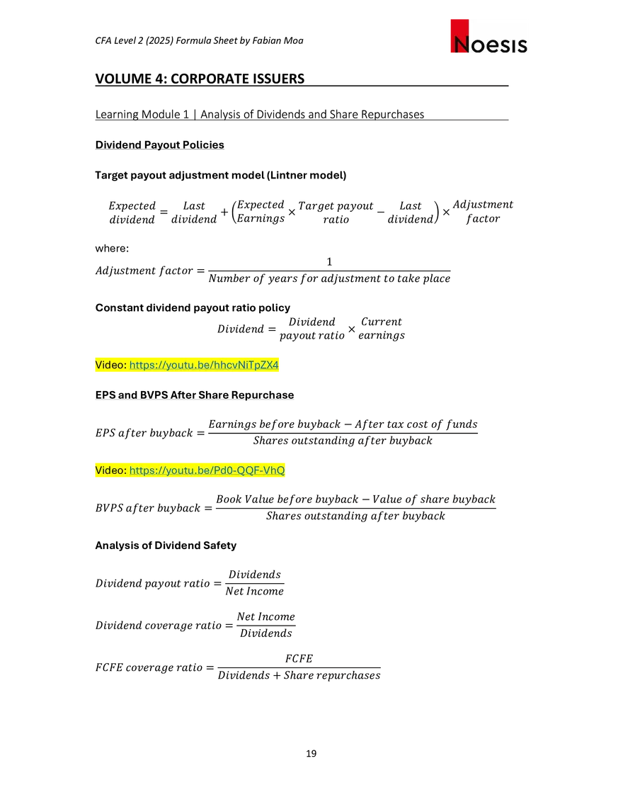 CFA Level II Formula Sheet 2025 by Fabian Moa - Page 11