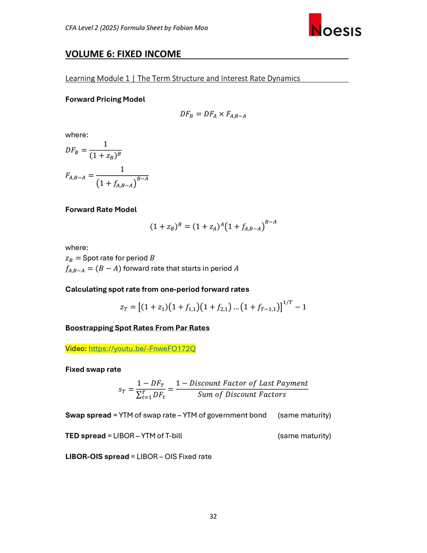 CFA Level II Formula Sheet 2025 by Fabian Moa - Page 26