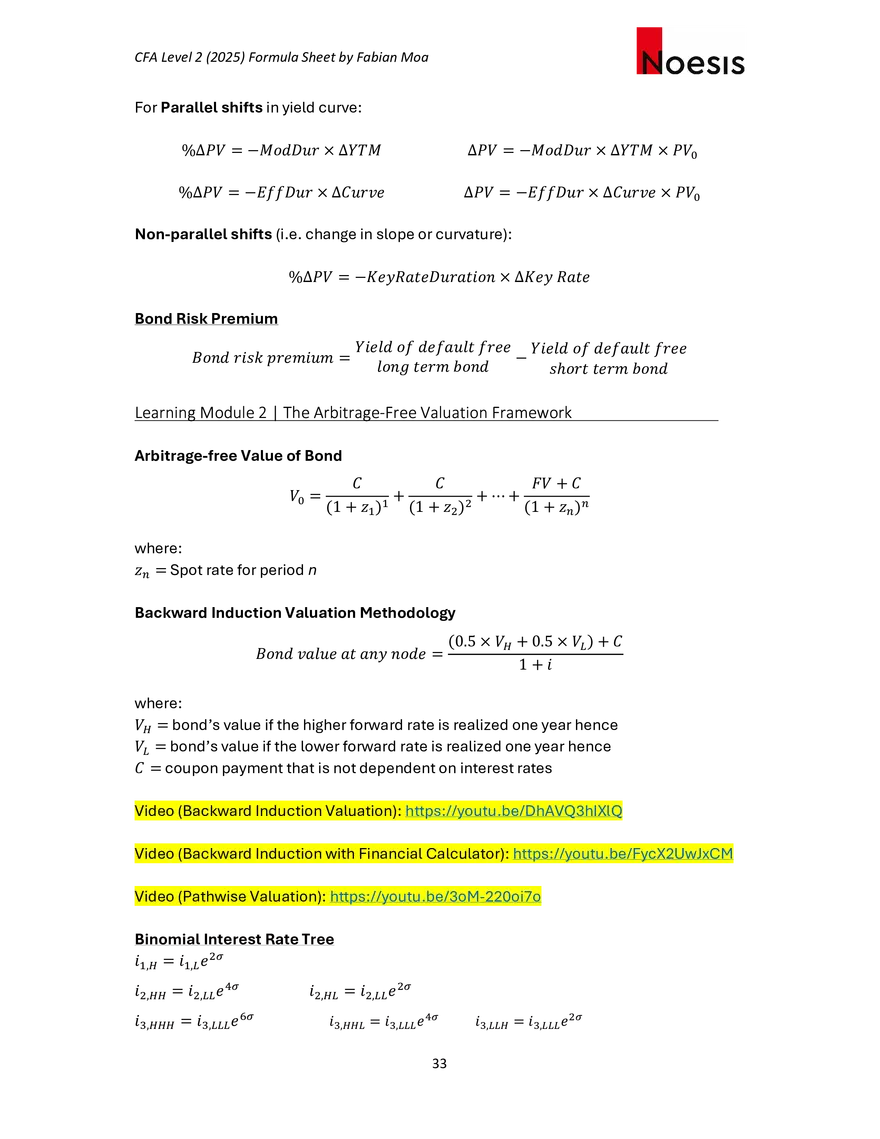 CFA Level II Formula Sheet 2025 by Fabian Moa - Page 27