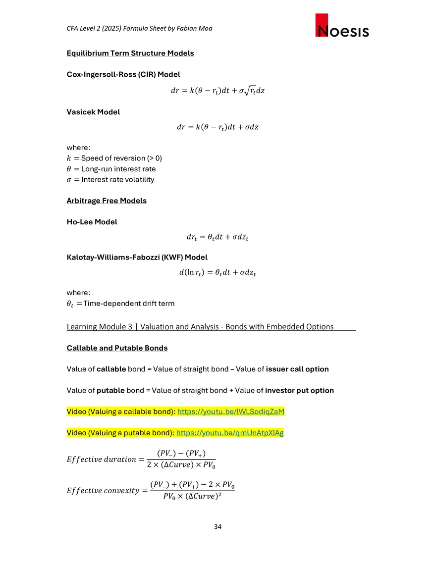 CFA Level II Formula Sheet 2025 by Fabian Moa - Page 28