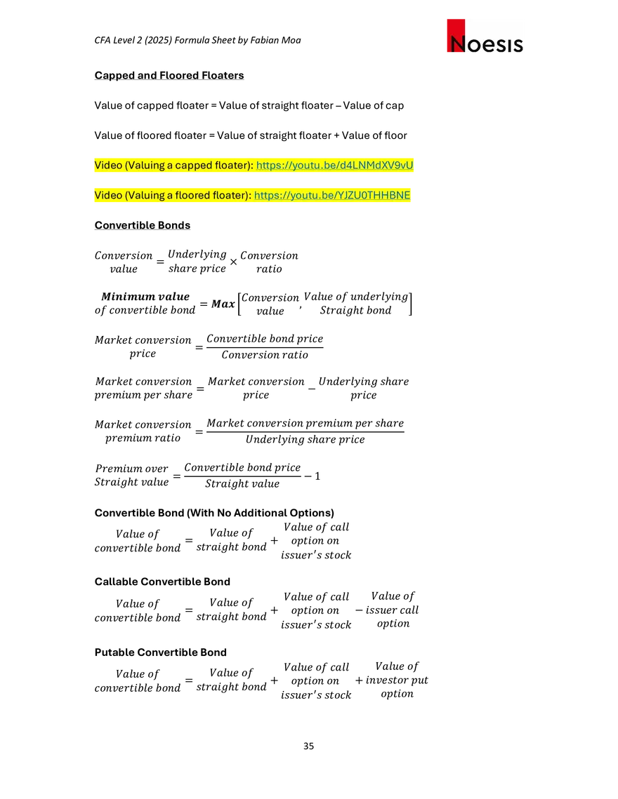 CFA Level II Formula Sheet 2025 by Fabian Moa - Page 29