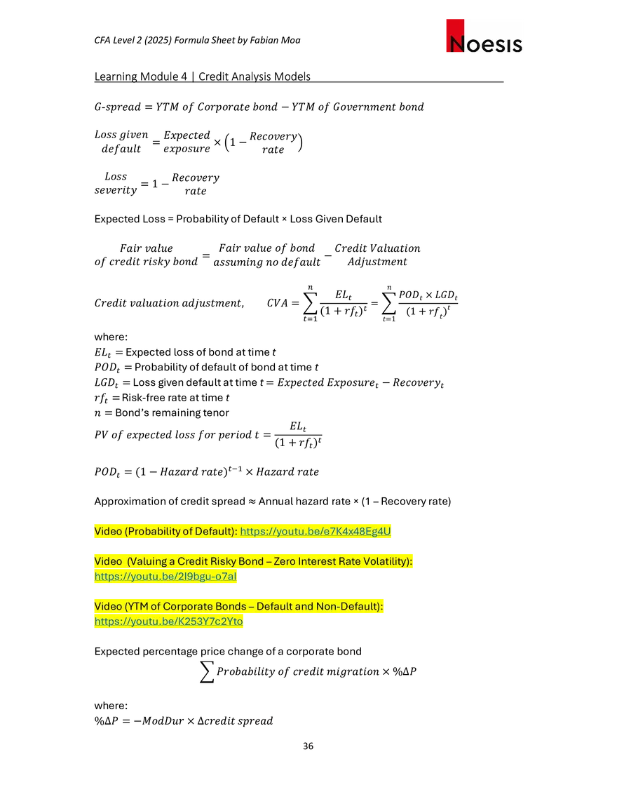 CFA Level II Formula Sheet 2025 by Fabian Moa - Page 30