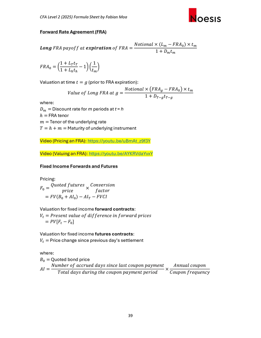 CFA Level II Formula Sheet 2025 by Fabian Moa - Page 33