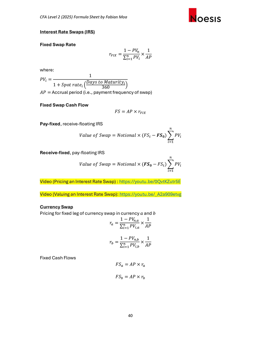 CFA Level II Formula Sheet 2025 by Fabian Moa - Page 34