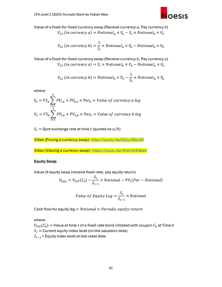 CFA Level II Formula Sheet 2025 by Fabian Moa - Page 36