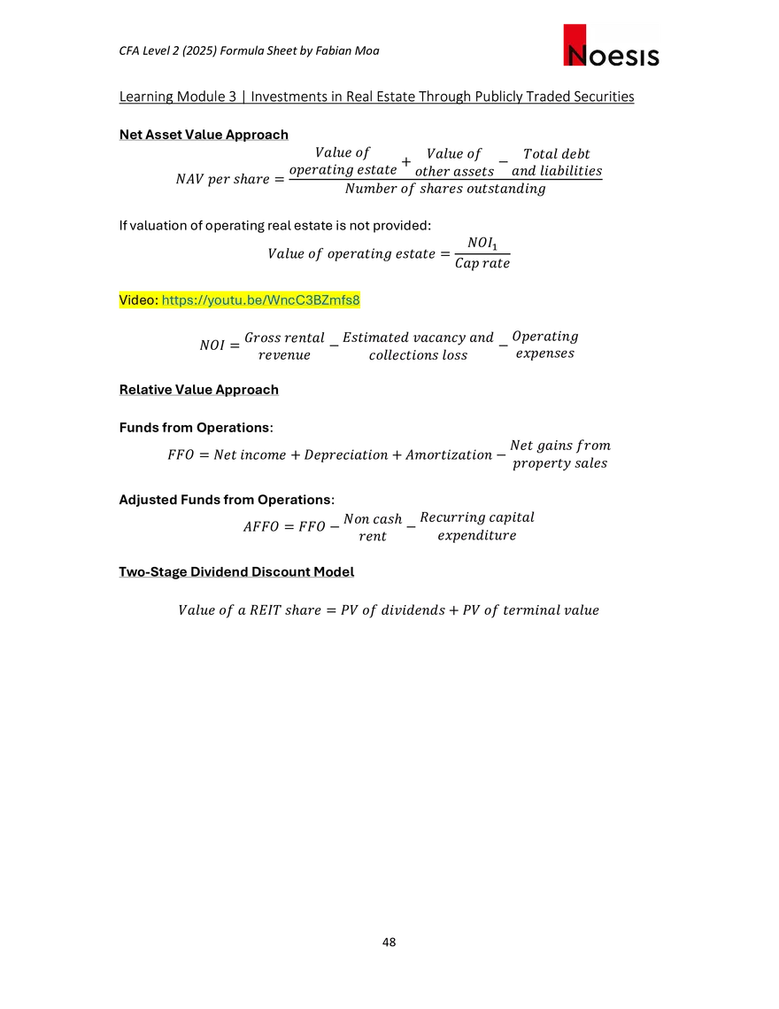 CFA Level II Formula Sheet 2025 by Fabian Moa - Page 43