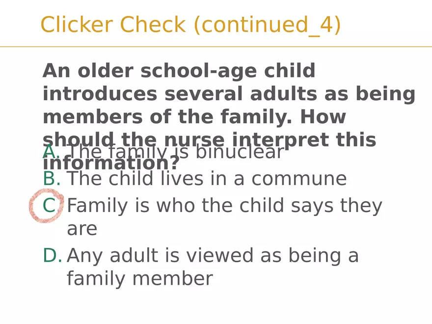 Introduction to Maternity and Pediatric Nursing Lecture Answer Key - Page 6