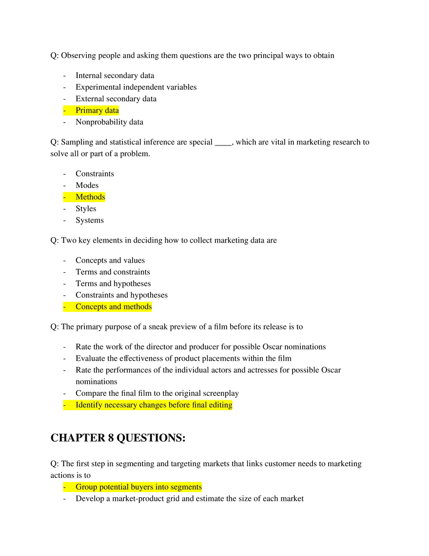Marketing Fundamentals Midterm Answer Key Part 4 - Page 7