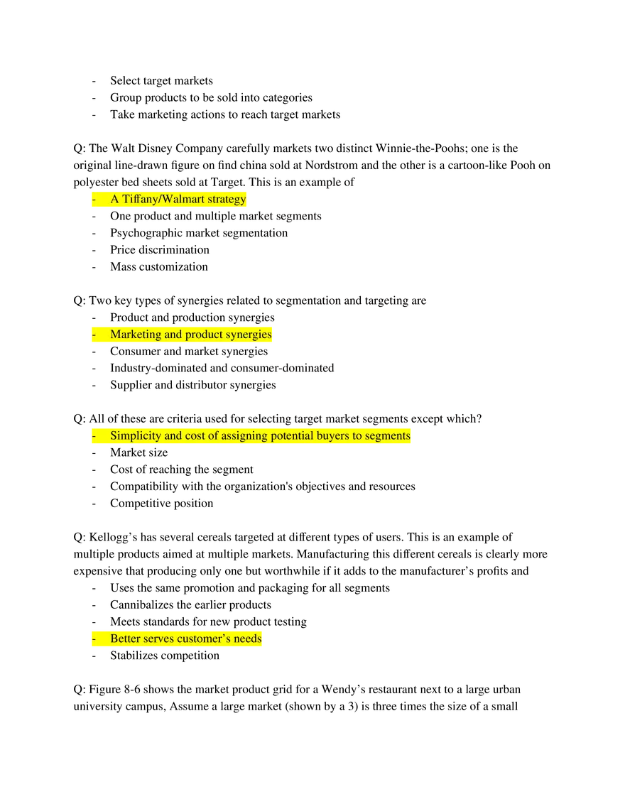 Marketing Fundamentals Midterm Answer Key Part 4 - Page 8