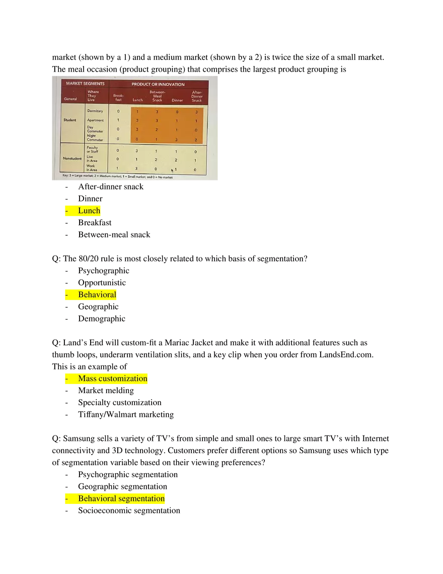 Marketing Fundamentals Midterm Answer Key Part 4 - Page 9