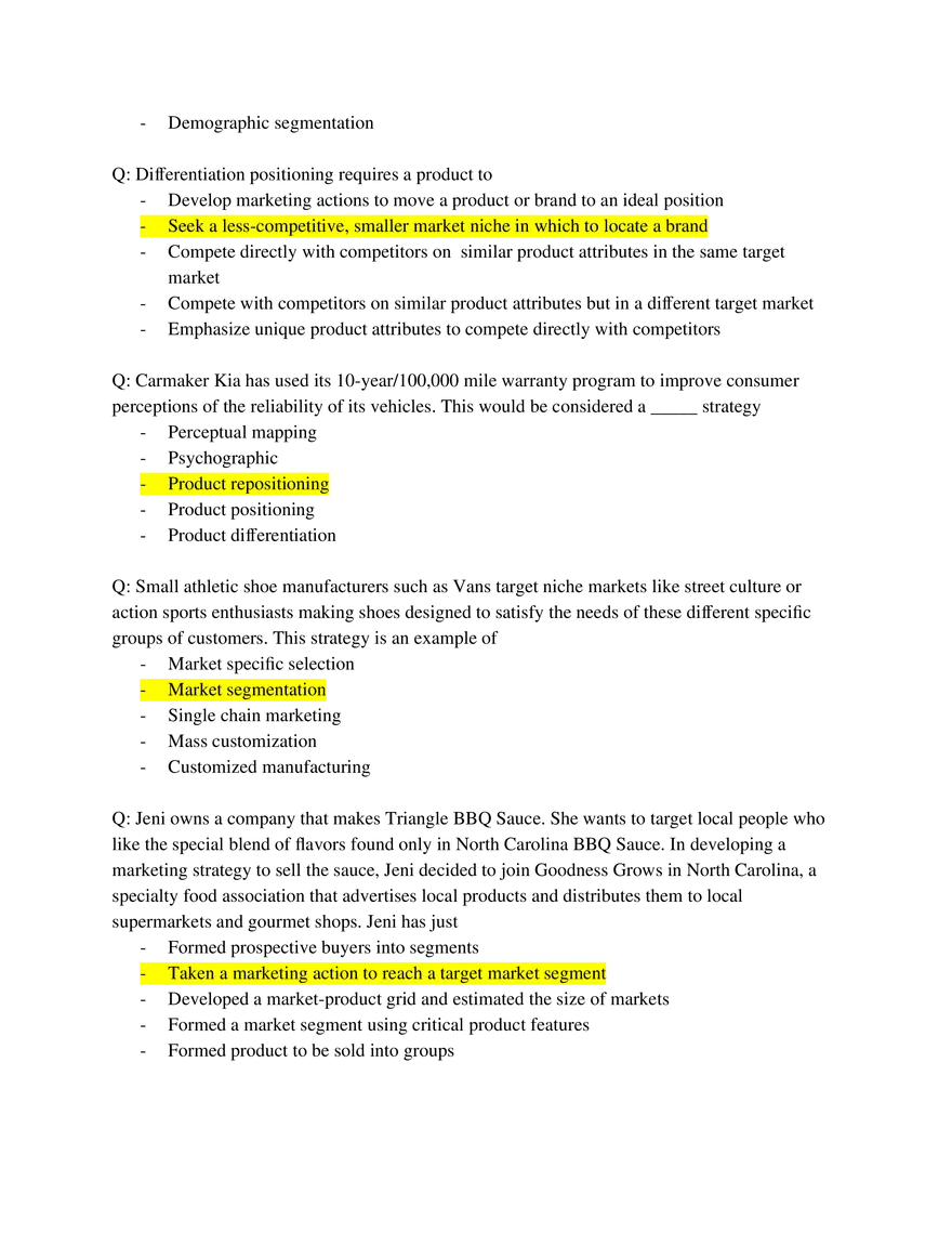 Marketing Fundamentals Midterm Answer Key Part 4 - Page 10