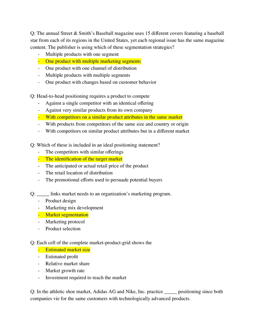 Marketing Fundamentals Midterm Answer Key Part 4 - Page 11