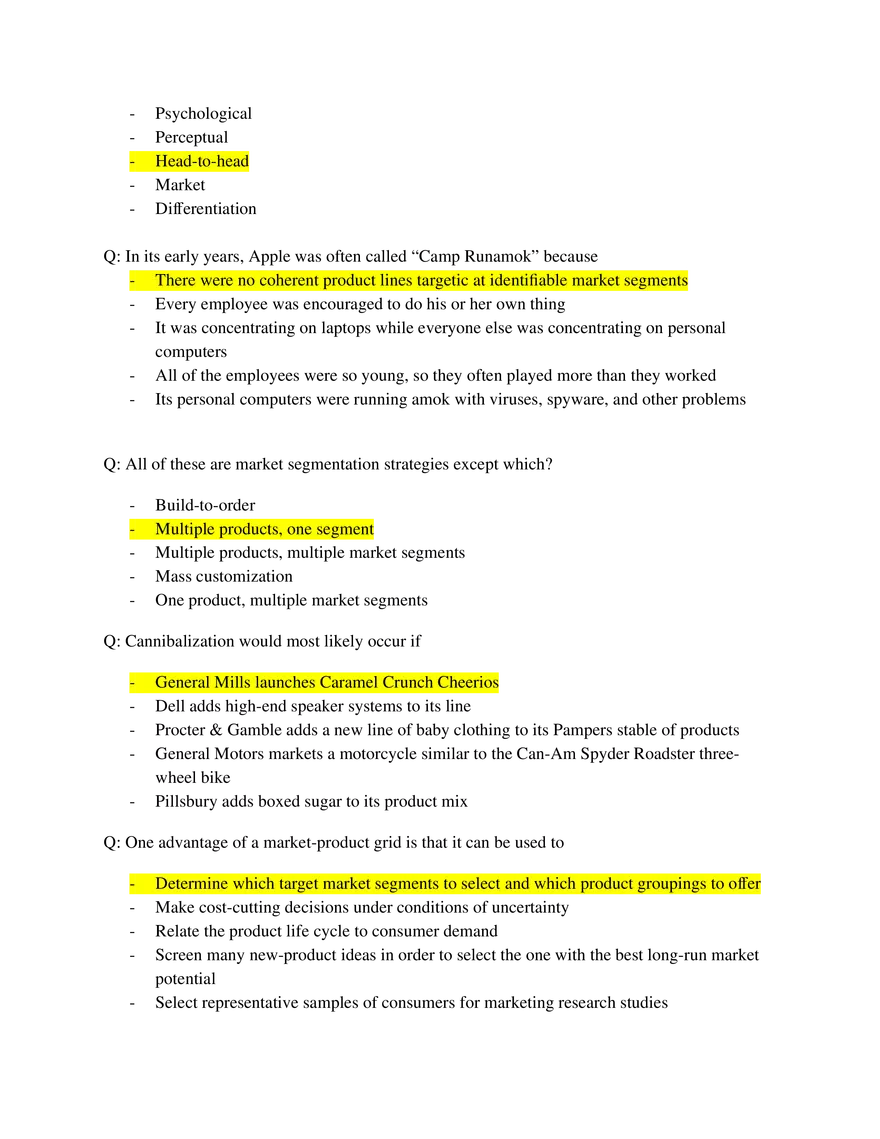 Marketing Fundamentals Midterm Answer Key Part 4 - Page 12