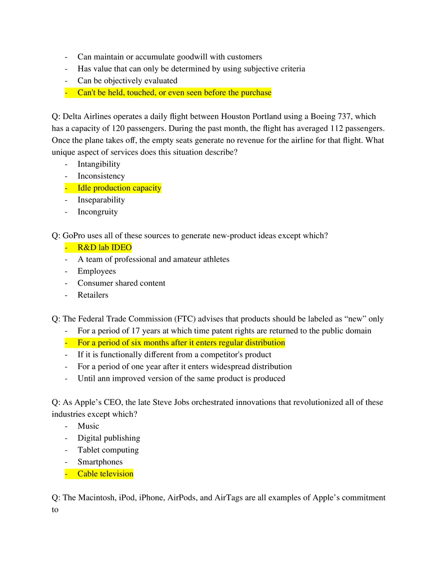 Marketing Fundamentals Midterm Answer Key Part 4 - Page 3