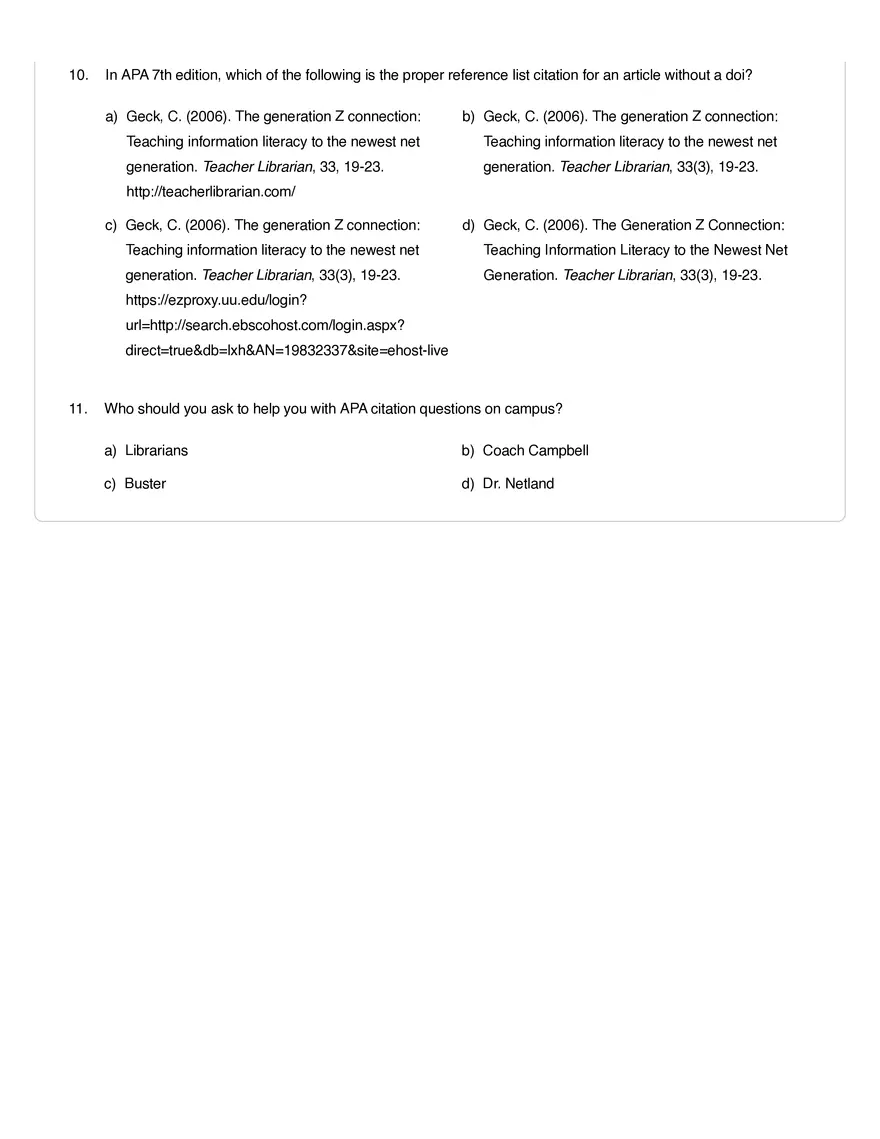 APA 7th Edition Citation Rules Quiz - Page 3