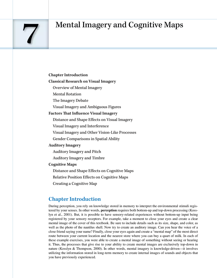 Mental Imagery and Cognitive Maps - Page 1