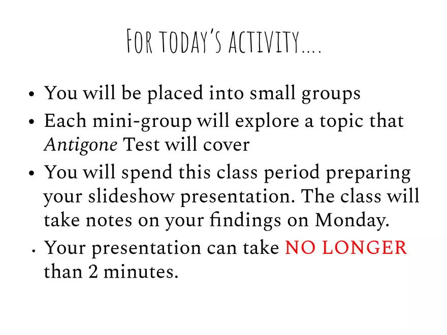 Antigone Test Group Presentation Guidelines - Page 1