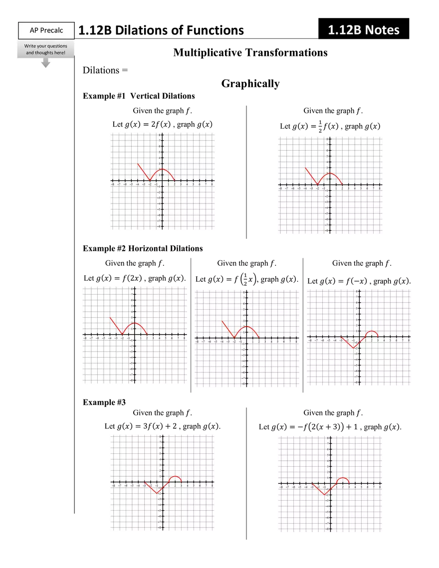 Dilations of Functions Study Guide - Page 1