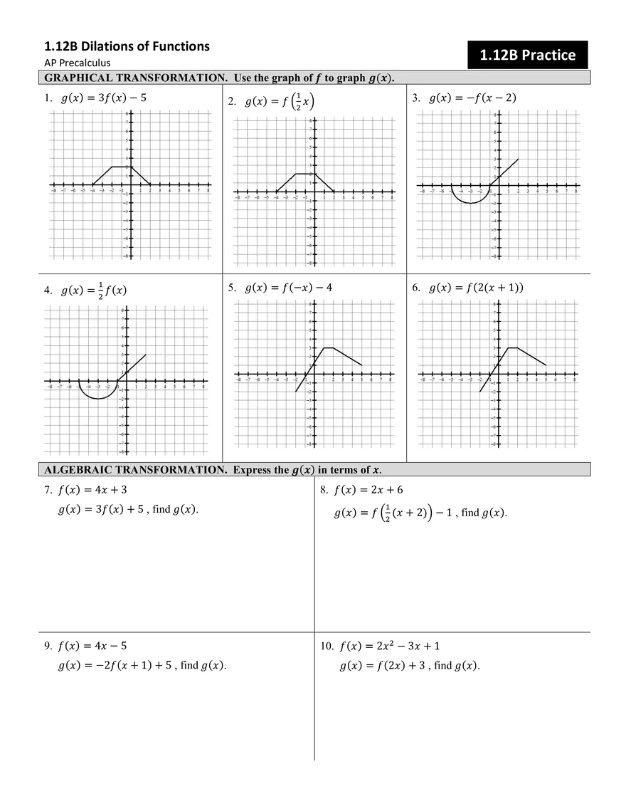 Dilations of Functions Study Guide - Page 3