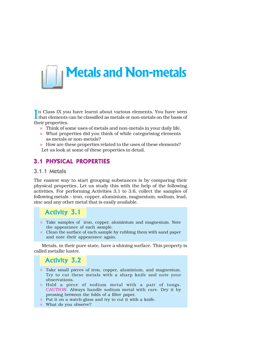 Metals and Non-metals - Page 1