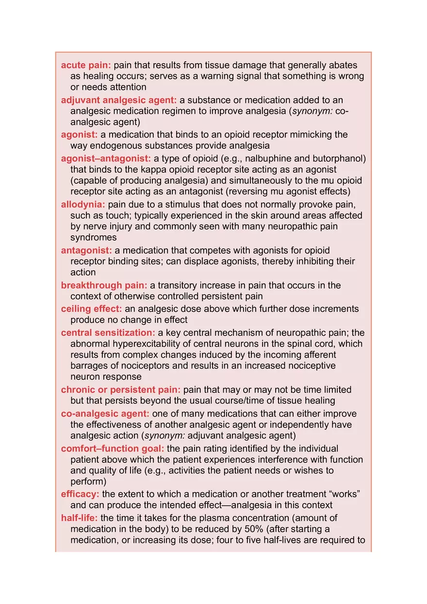 Key Terminologies in Pain Management and Opioid Pharmacology - Page 1