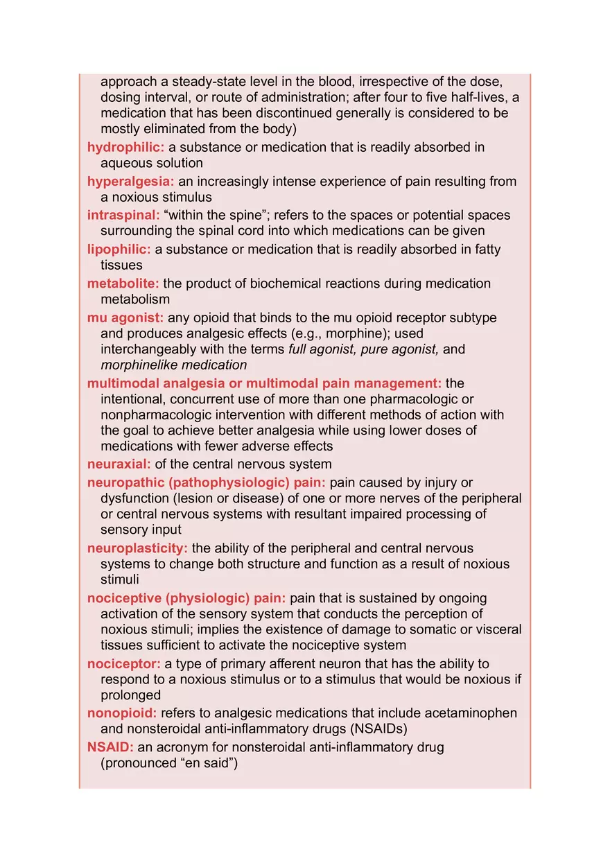 Key Terminologies in Pain Management and Opioid Pharmacology - Page 2