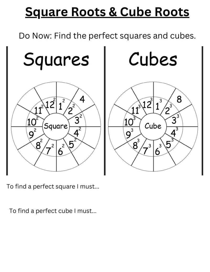 Square Roots and Cube Roots - Page 1