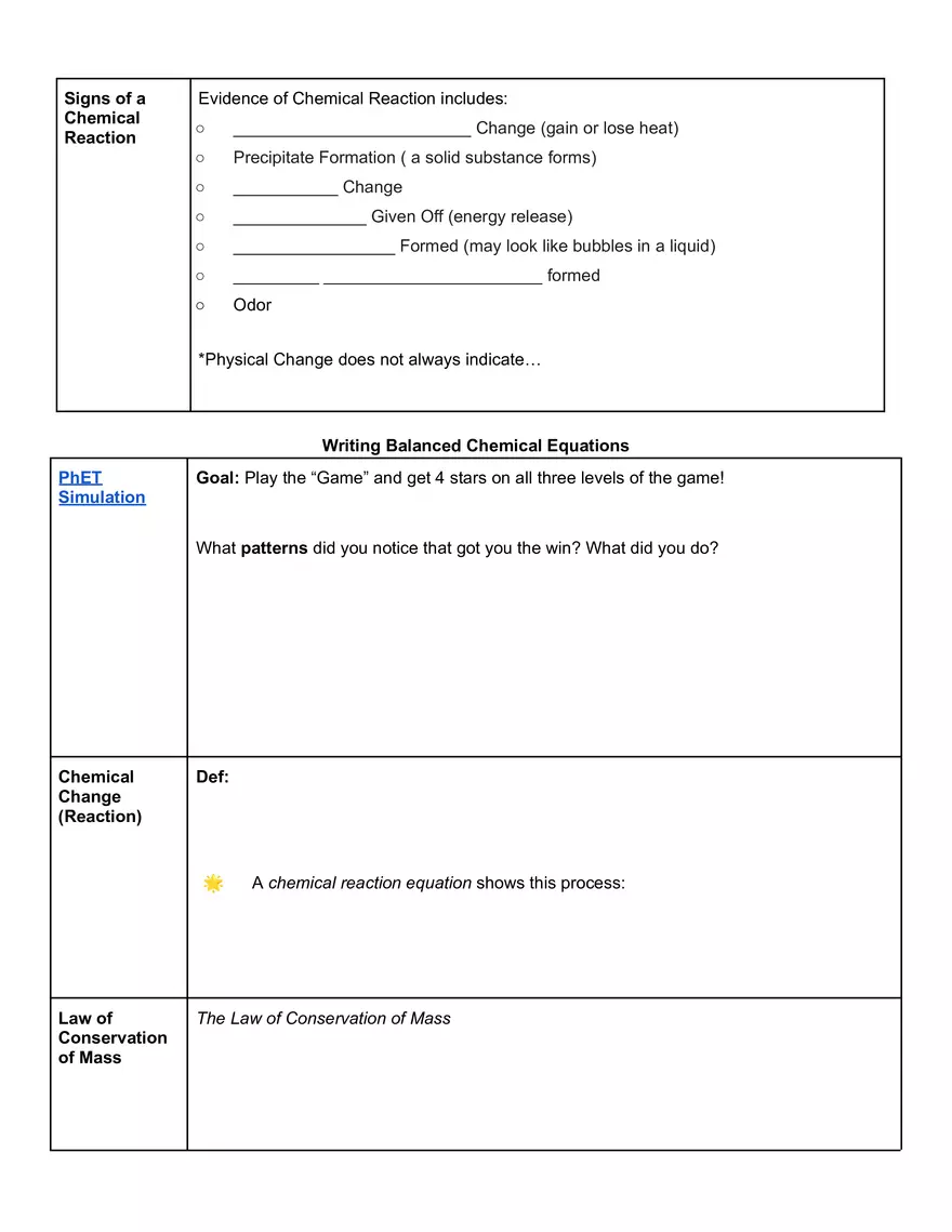 Unit 5 Chemical Reactions Assignment - Page 2