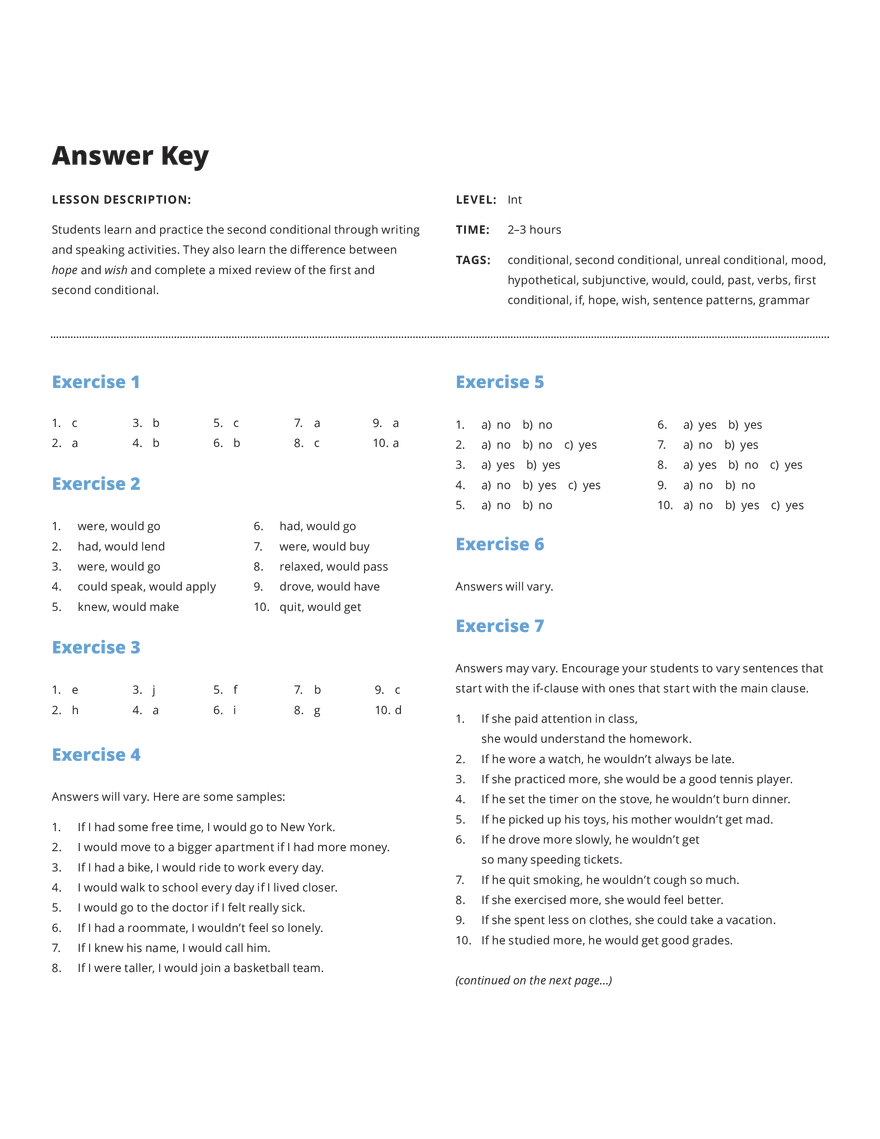 Grammar Notes The Second Conditional - Page 1