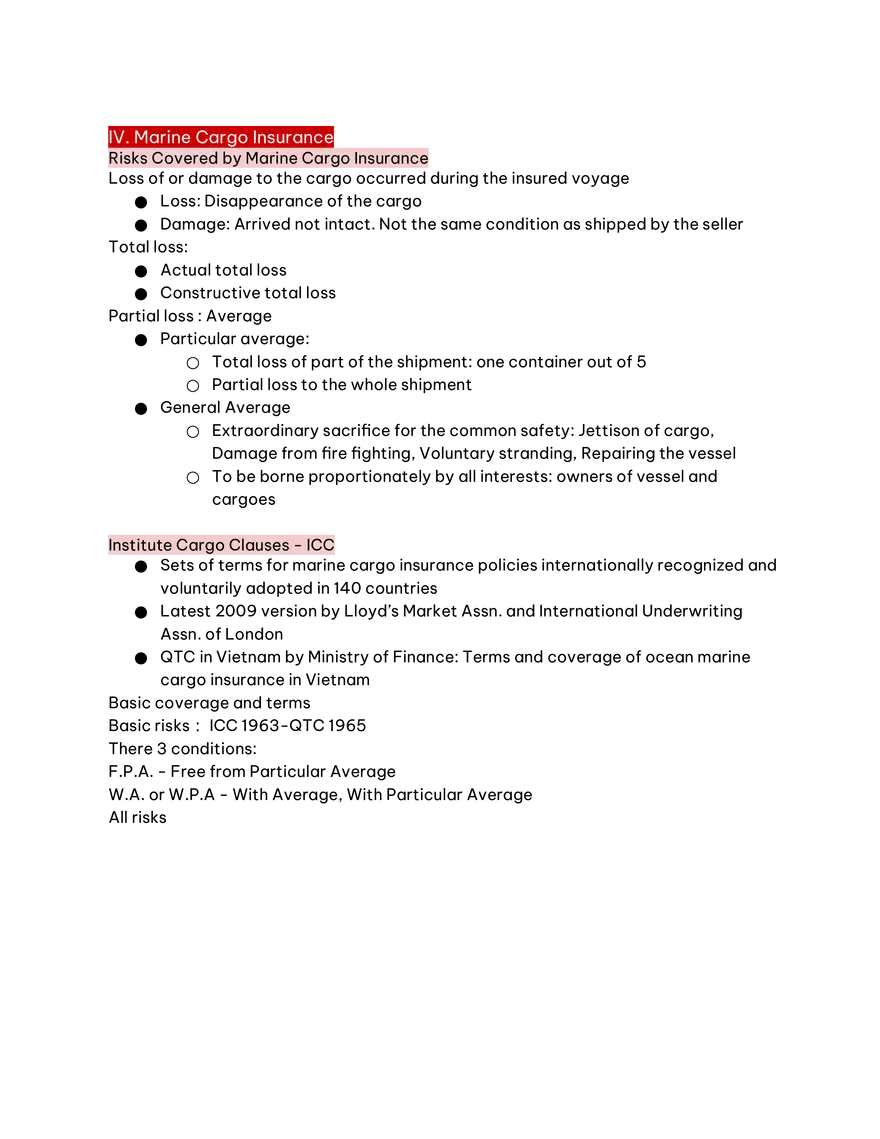 Marine Insurance Study Guide Part 2 - Page 1