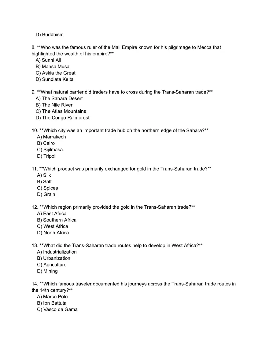 Questions on the Trans-Sahara Trade - Page 2