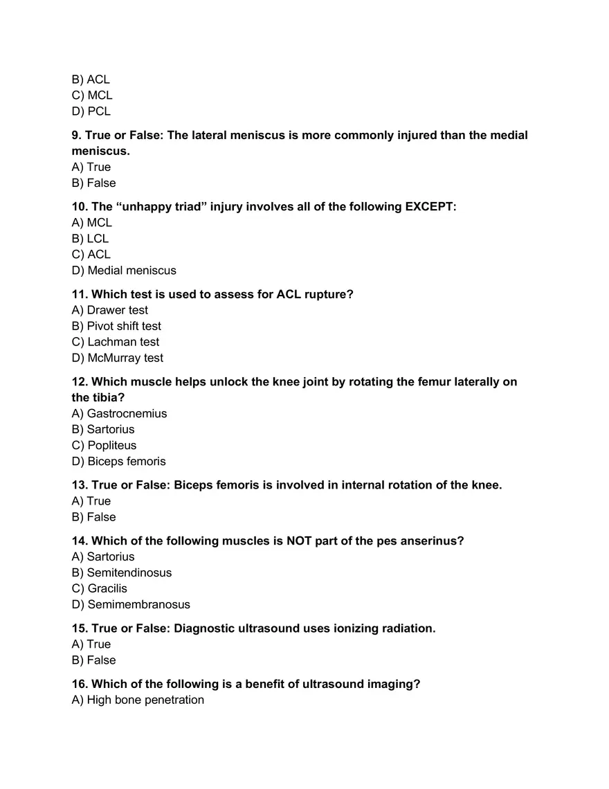 Knee and Popliteal Region Quiz - Page 2