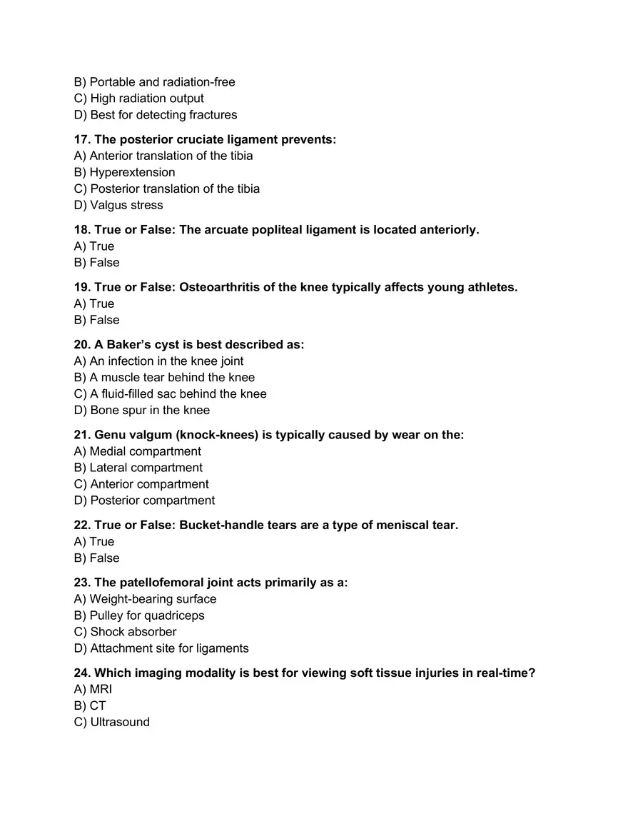 Knee and Popliteal Region Quiz - Page 3