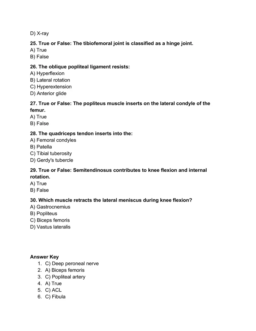 Knee and Popliteal Region Quiz - Page 4