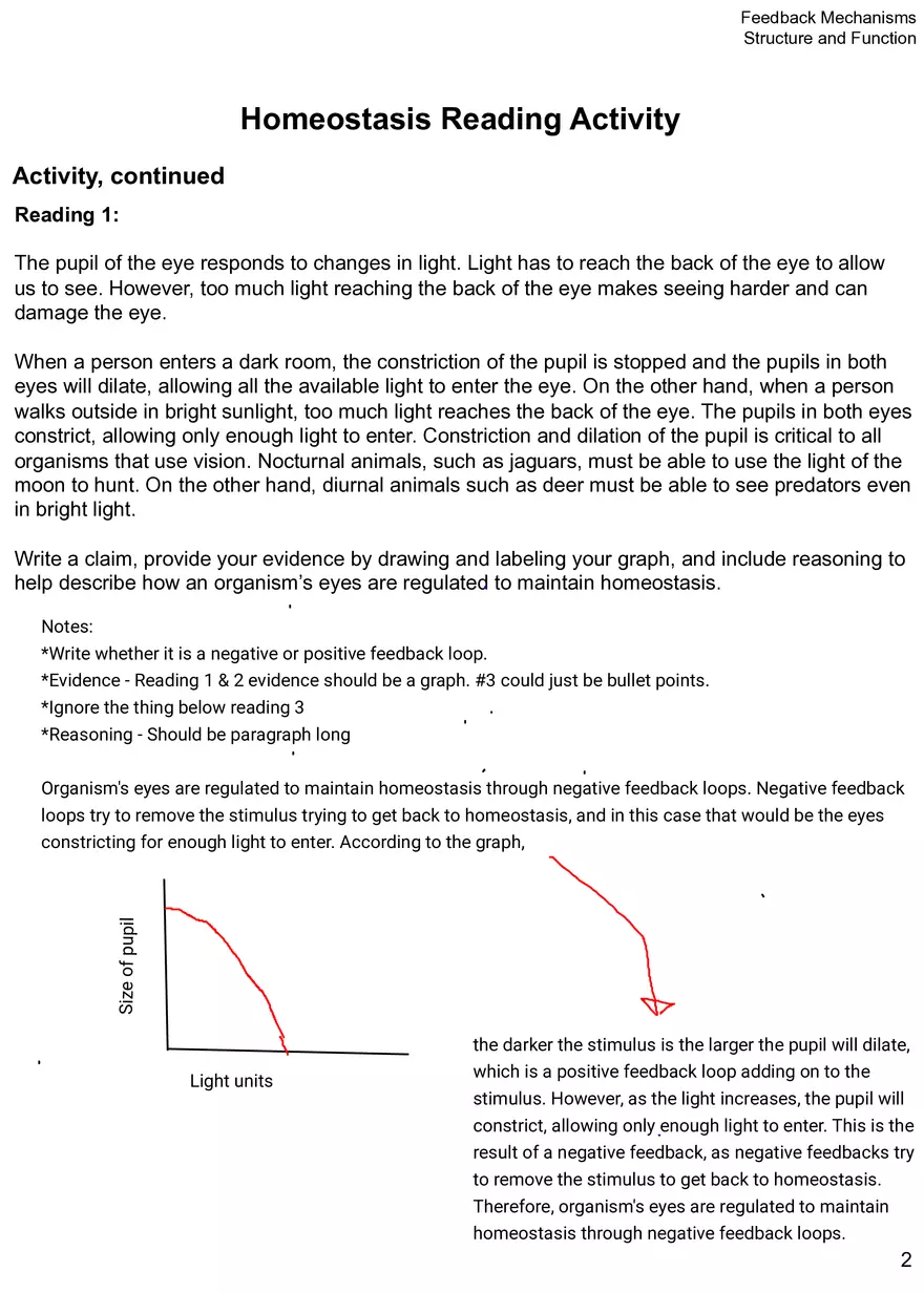 Homeostasis Reading Activity - Page 2