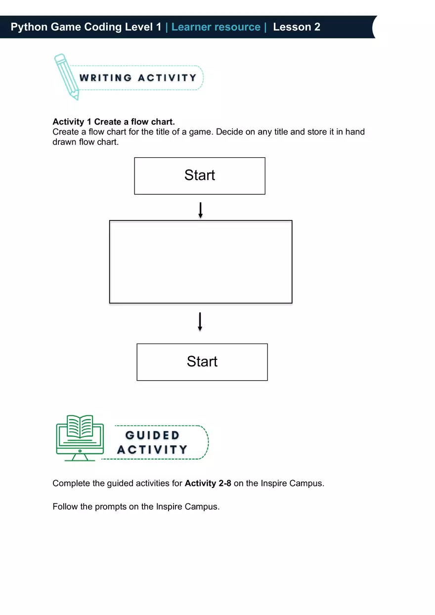 Python Game Coding Level 1 Learner Resource - Page 1