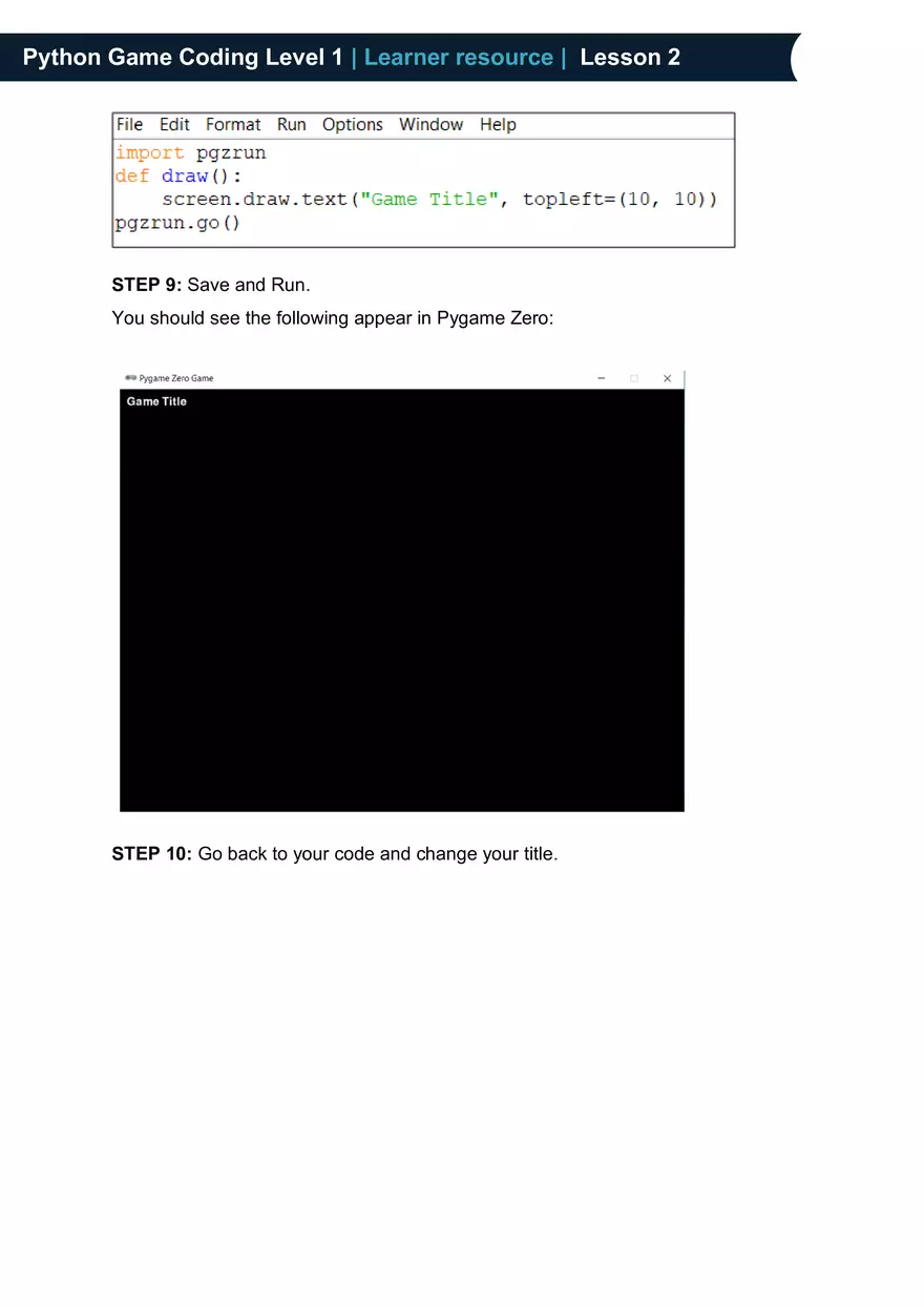 Python Game Coding Level 1 Learner Resource - Page 3