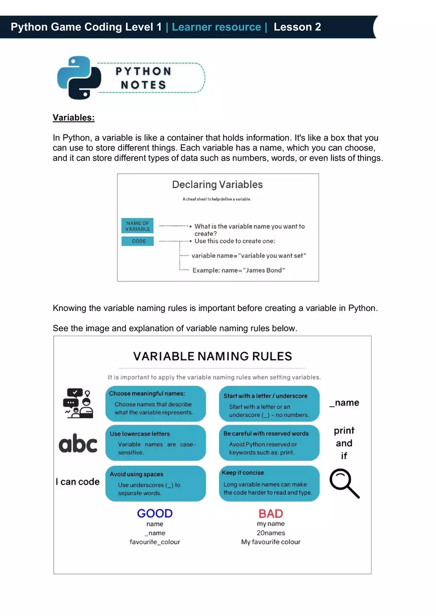 Python Game Coding Level 1 Learner Resource - Page 4