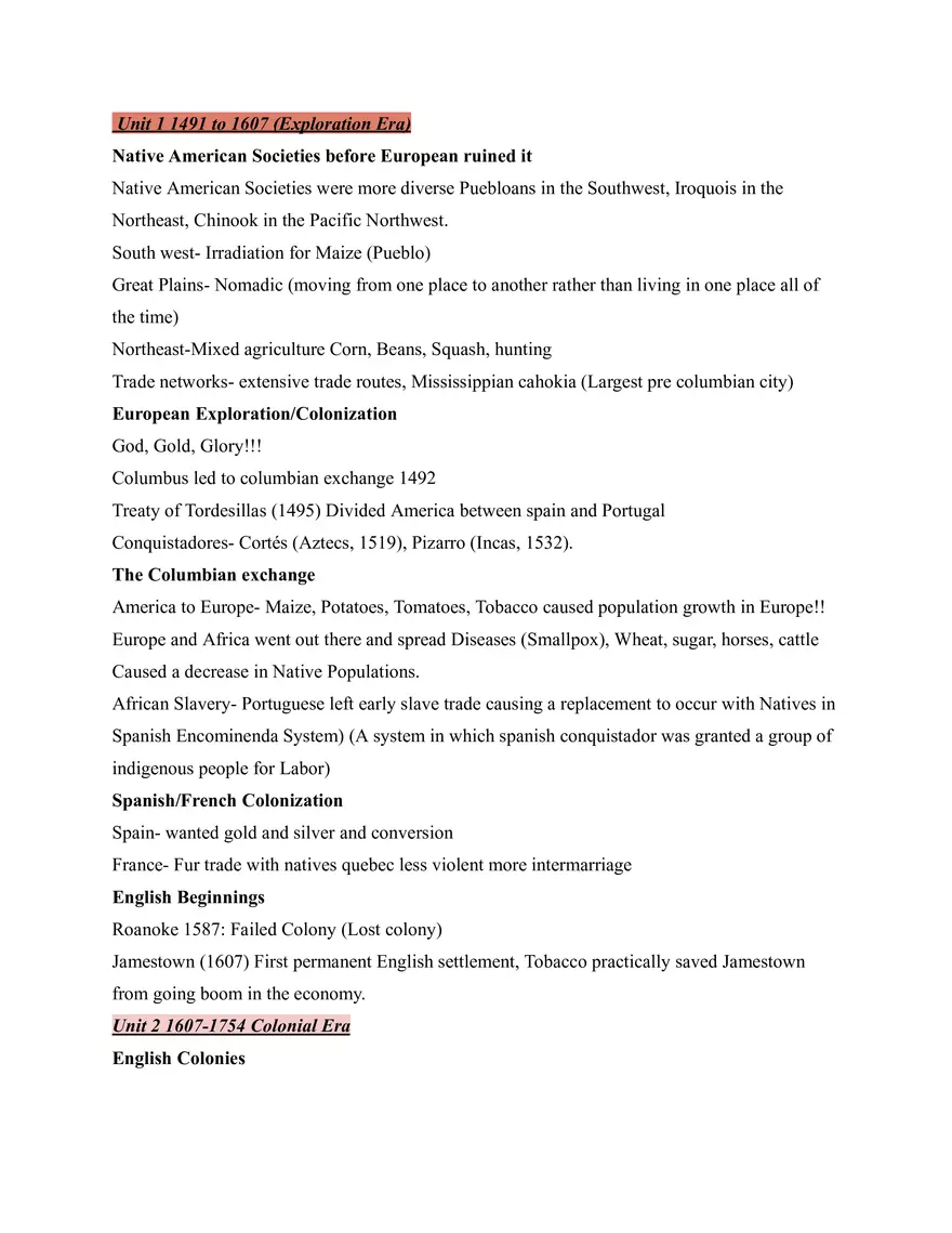 Unit 1 1491 to 1607 (Exploration Era) - Page 1