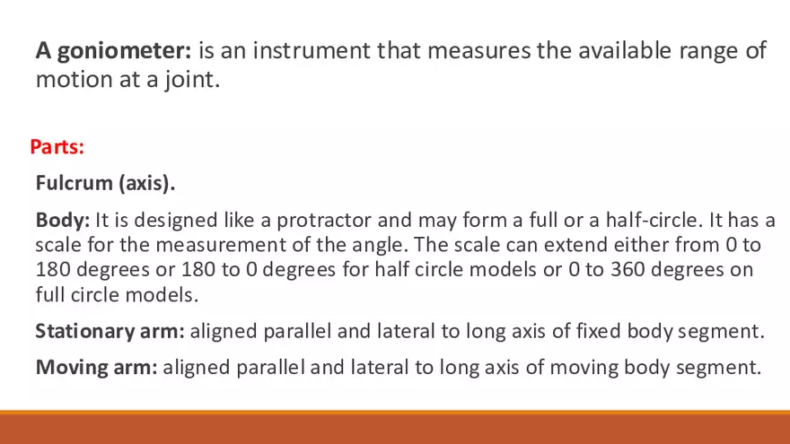 Goniometer Structure and Function in Movement Measurement - Page 1