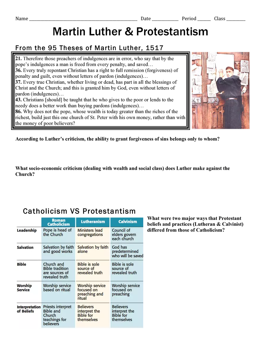 Martin Luther & Protestantism - Page 1