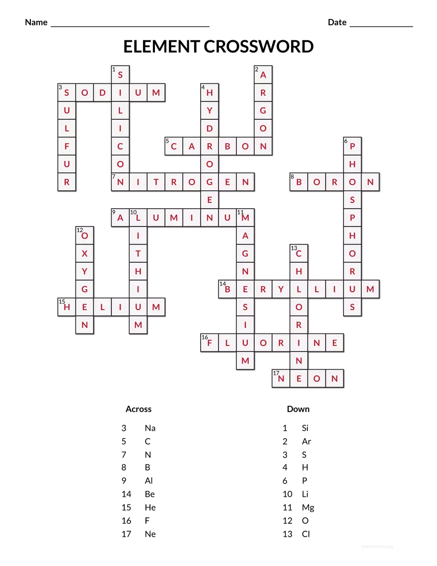 Element Crossword Solved - Page 1