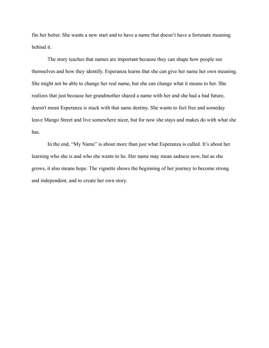 The House on Mango Street Vignette Analysis - Page 2