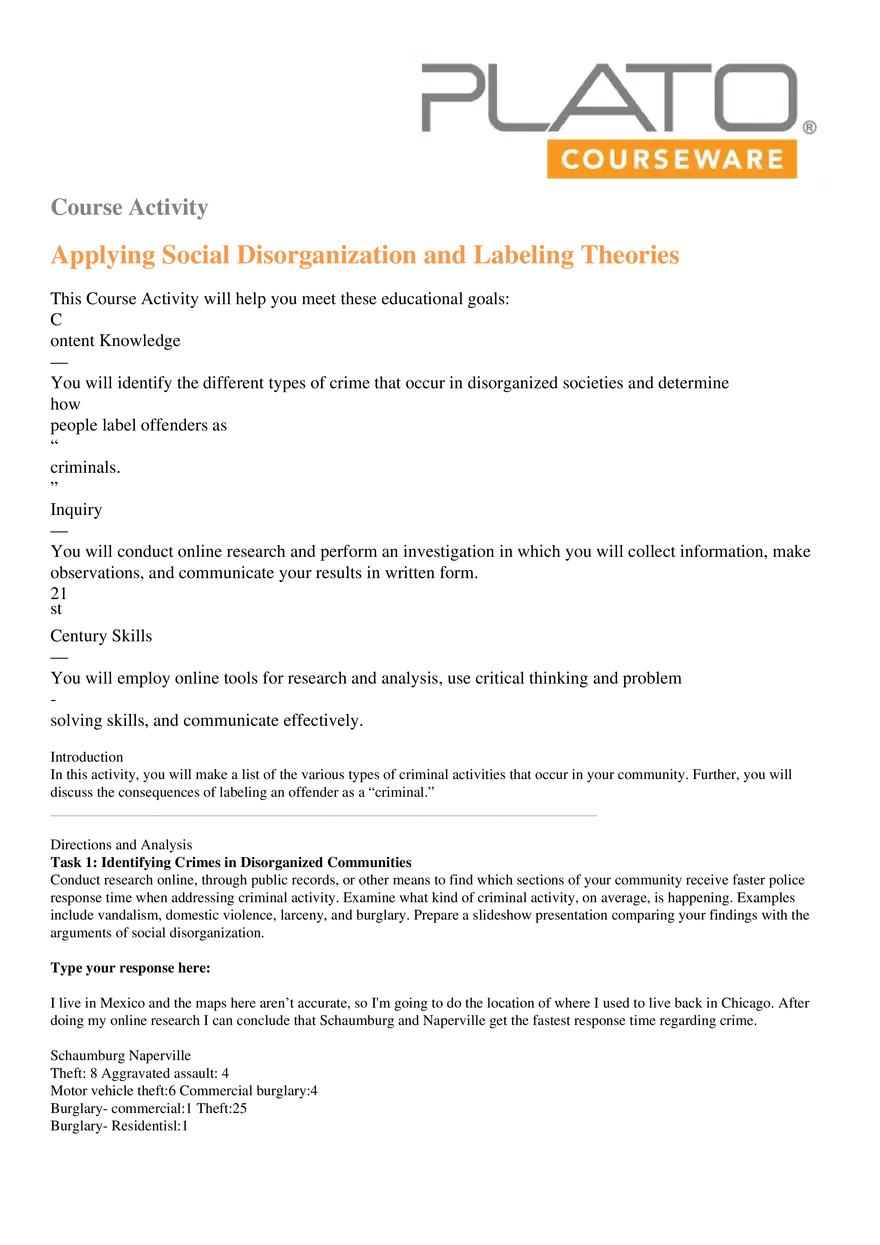 Applying Social Disorganization and Labeling Theories - Page 1